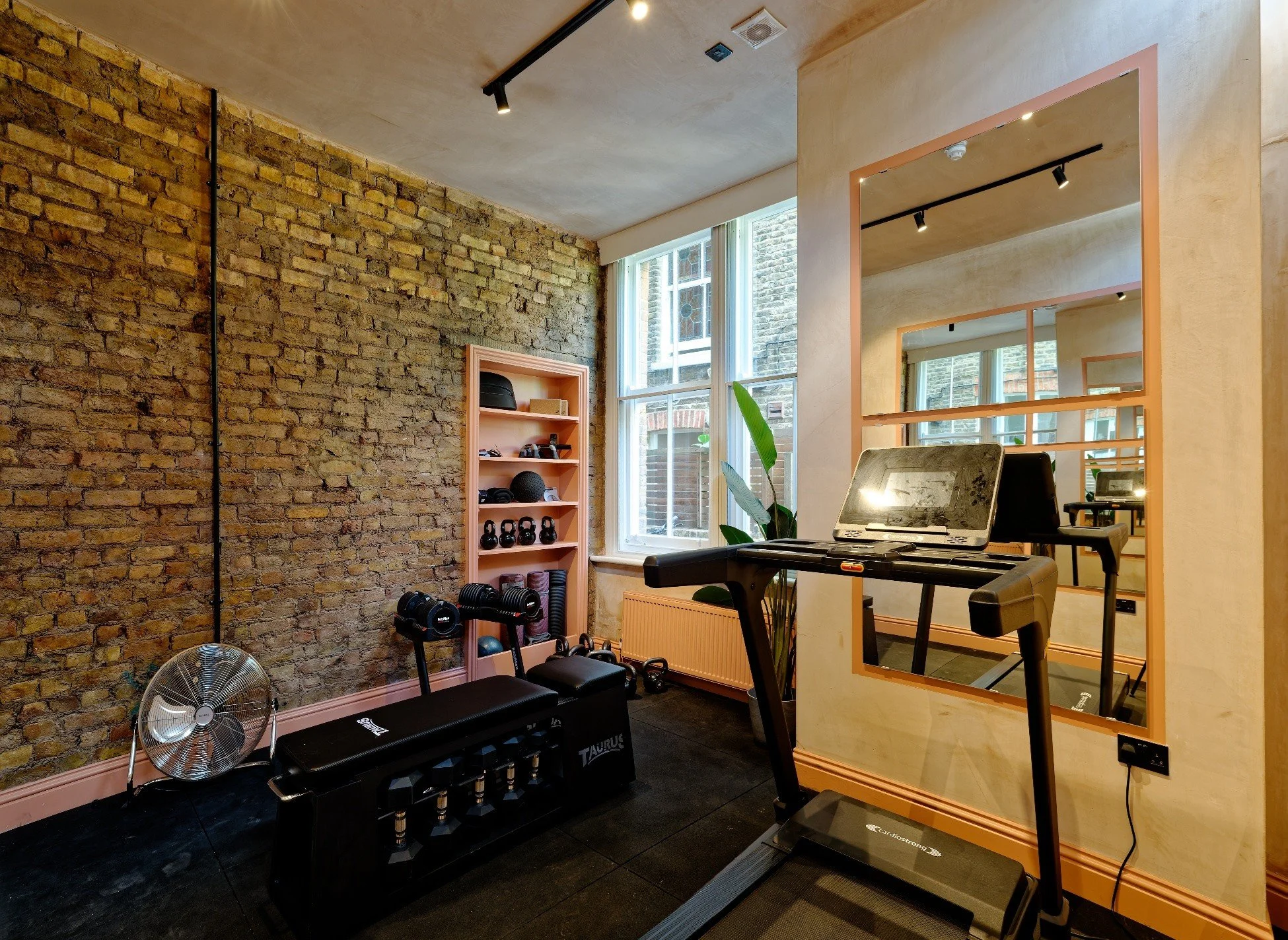 An interior view of the fitness studio and gym at the Cohabs Greencroft Gardens project.