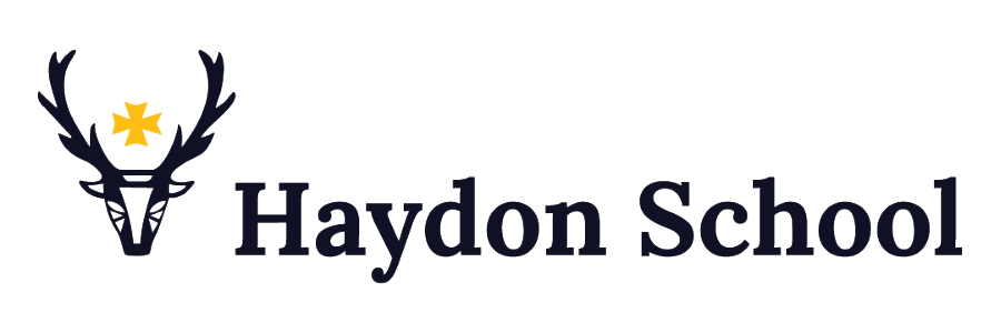Logo of Haydon School featuring a stylized deer head with antlers and a yellow star above its head, next to the school's name in bold letters.