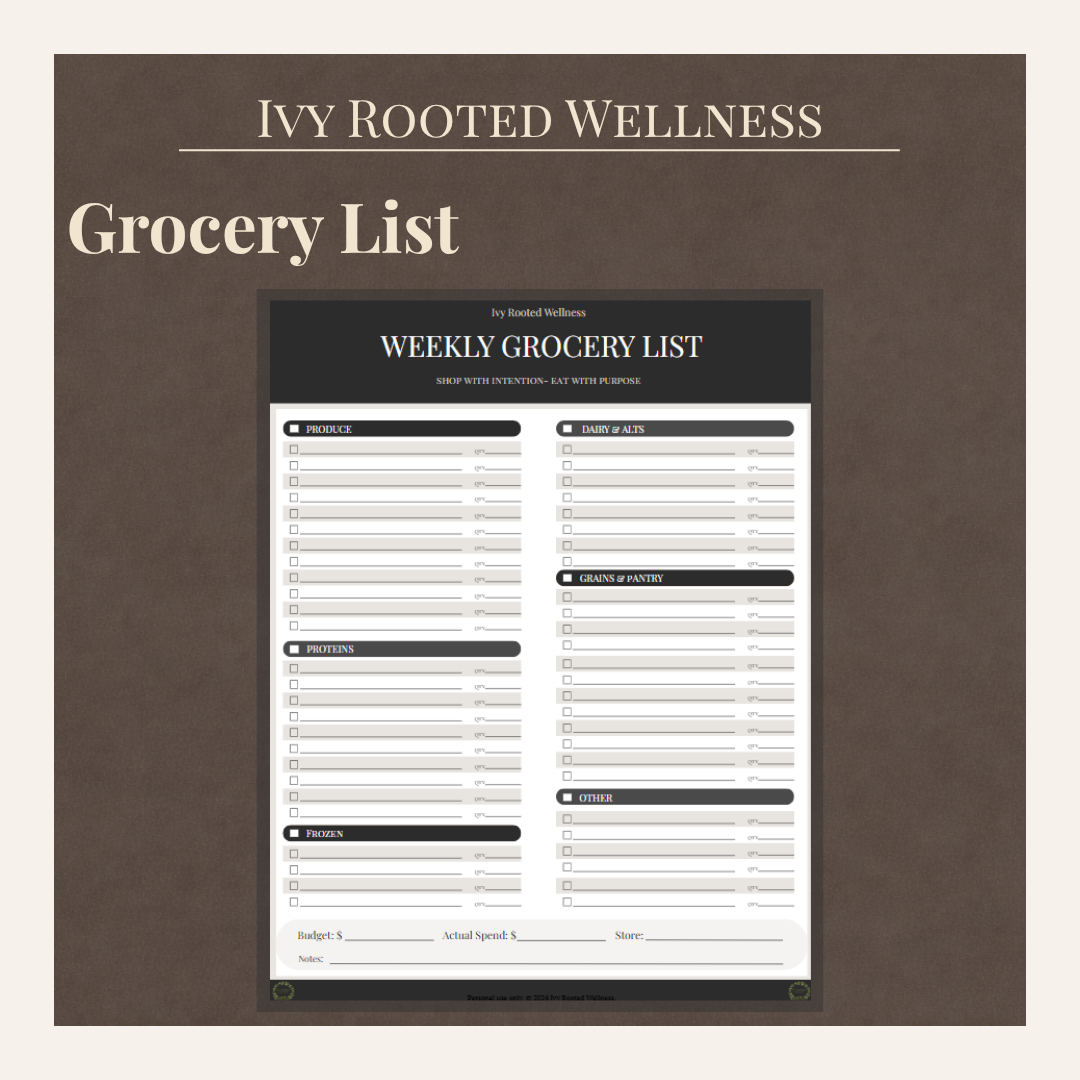 Weekly Grocery List — Black