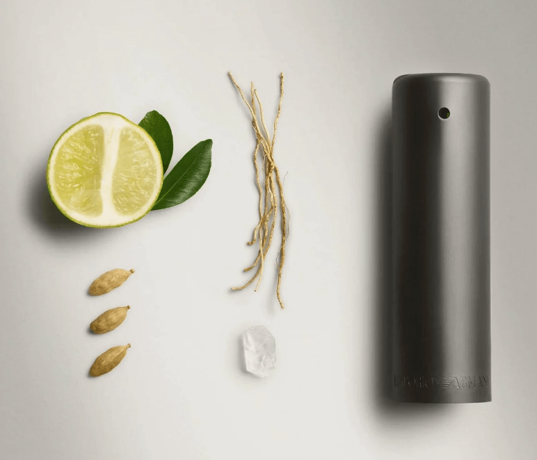 Emporio Armani He men's woody aromatic fragrance with citrus cardamom sandalwood and musk