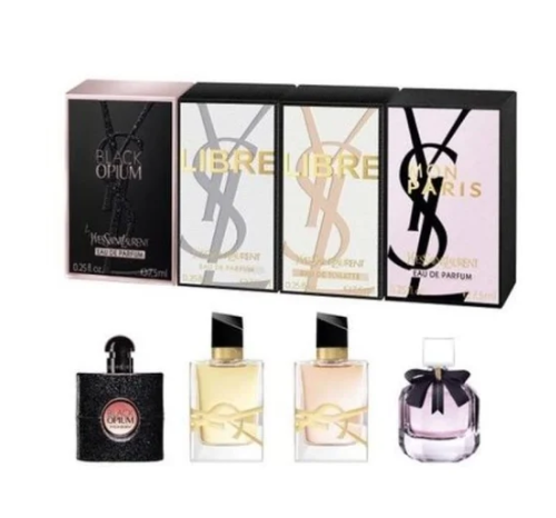 YSL women's perfume discovery set with Black Opium Libre Intense Libre and Mon Paris.
