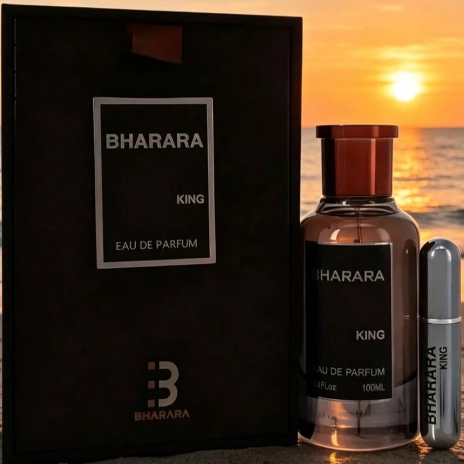 Bharara King by Bharara Beauty 6.7oz with box and travel refiller spray – strong designer‑inspired men’s cologne