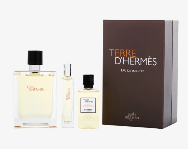 HERMES Terre d’Hermès EDT 3.3oz 100mL men's luxury fragrance gift set.