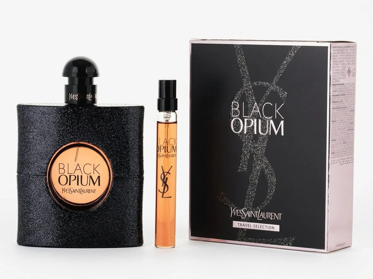 YSL Opium 2-Piece Gift Set featuring a 3 oz Eau de Parfum Spray and a 0.33 oz travel spray by Yves Saint Laurent.