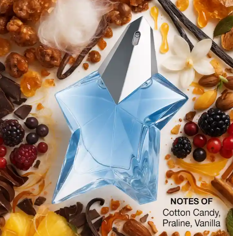 Angel Standing Star women's perfume by Mugler featuring praline, vanilla, fruit and patchouli notes.