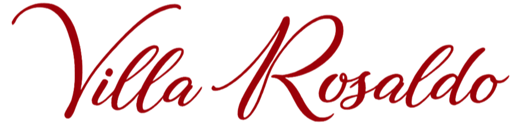 Il logo con il testo 'Villa Rosaldo' scritto in caratteri corsivi di colore rosso.