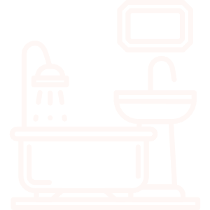 Disegno di un bagno con doccia, lavabo e toilette in stile semplice e lineare