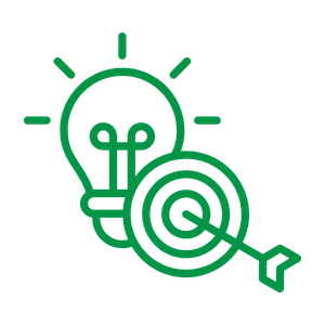 Light bulb with a target and arrow, symbolizing idea and focus