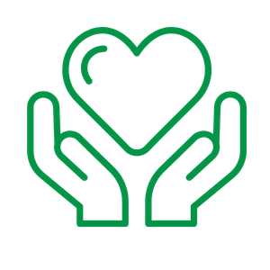 Illustration of two hands holding a heart