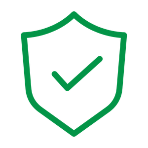 Green shield with a checkmark inside