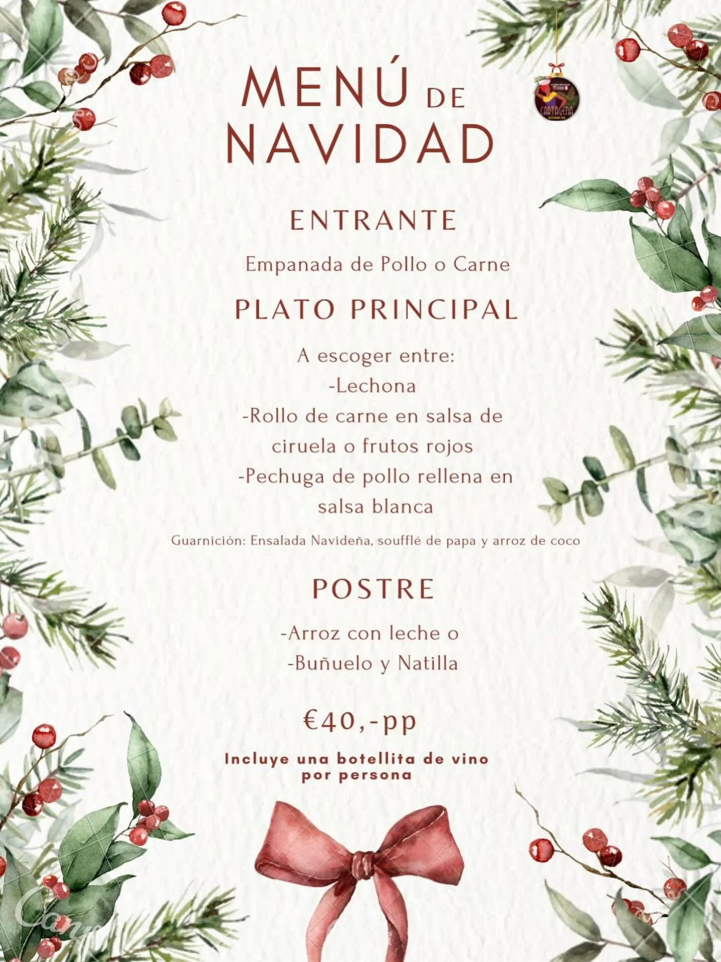 🎄✨ &iexcl;Esta Navidad se celebra en Cartagena Restaurante! ✨🎄

En estas fiestas, Cartagena Restaurante en &Aacute;msterdam lo tiene todo preparado para una noche muy especial 🎅🍽️
📅 24 de diciembre te esperamos con nuestro delicioso men&uacute; 