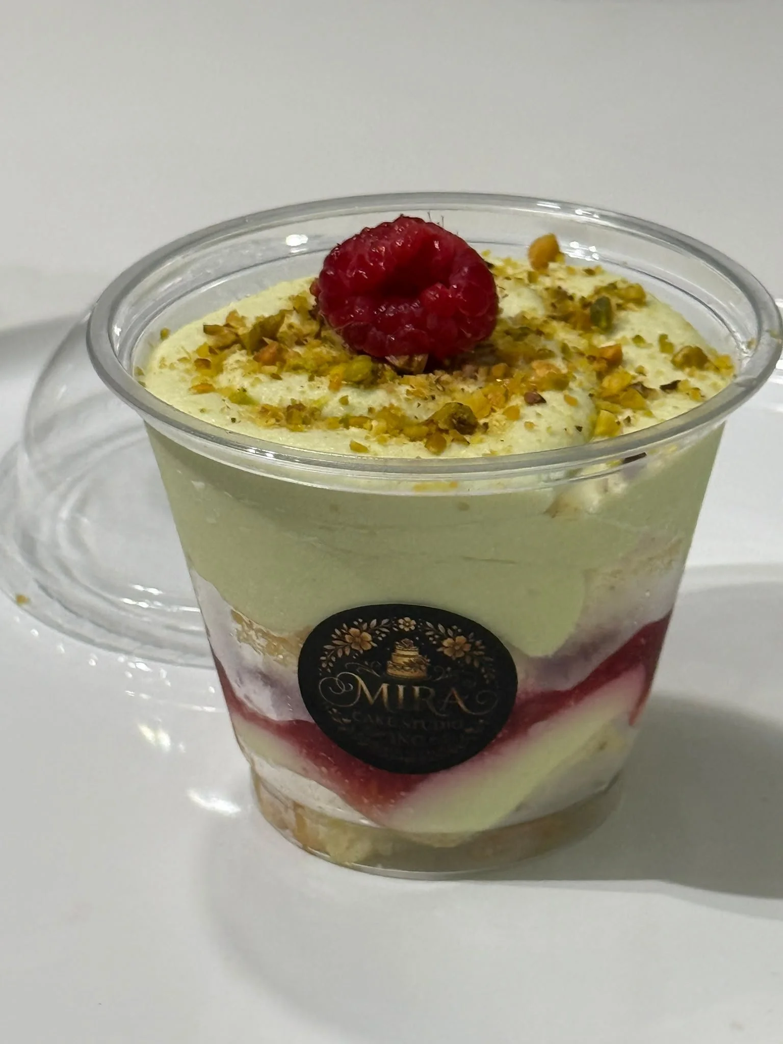 Pistachio & Raspberry Mousse Cup