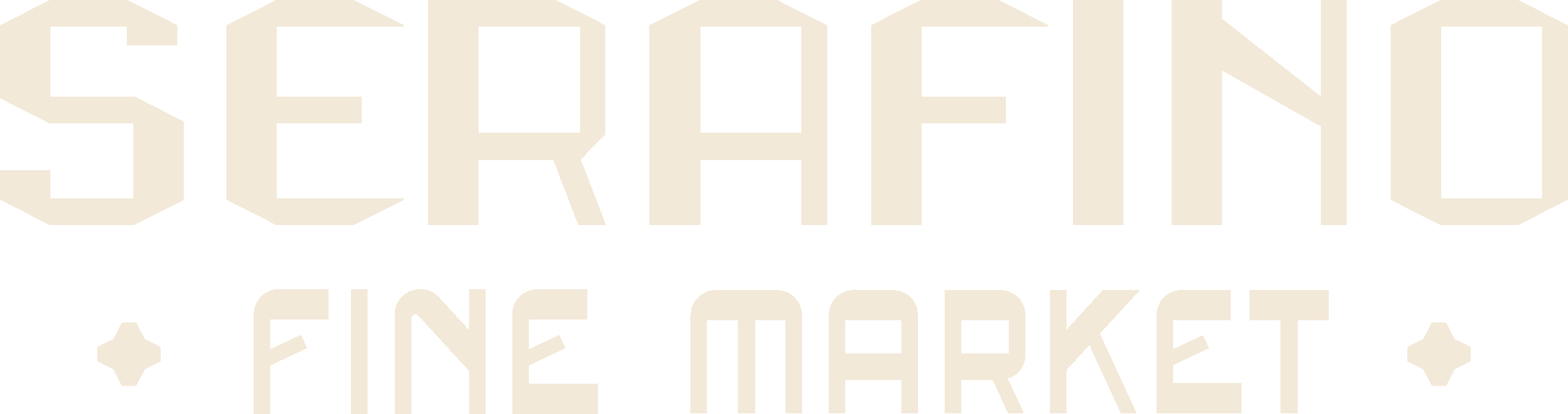 Text reading 'SERAFINO' and 'FINE MARKET' with decorative stars on either side of 'FINE MARKET'.