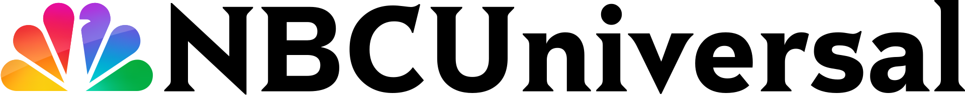 Colorful NBC logo with multicolored peacock feathers and black text NBC