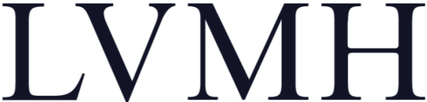 The image shows the letters 'LVMH' in dark blue on a white background.