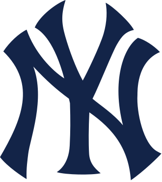 Close-up of the New York Yankees logo, featuring a dark navy blue interlocking 'NY' on a transparent background.