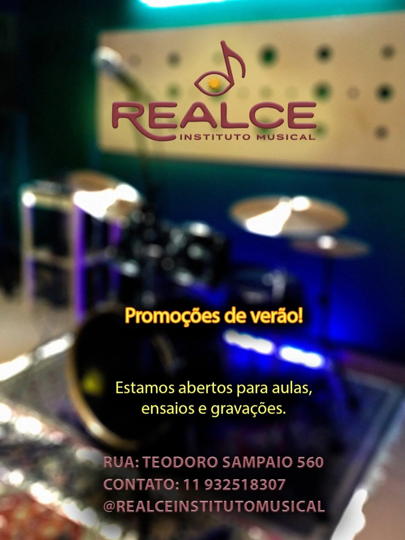 PROMO&Ccedil;&Atilde;O DE VER&Atilde;O!!!

Seu som n&atilde;o pode esperar! 🚀
Promo&ccedil;&atilde;o de ver&atilde;o com descontos em aulas, est&uacute;dio de ensaio e grava&ccedil;&atilde;o profissional.
Chama a banda, afina os instrumentos e vem v