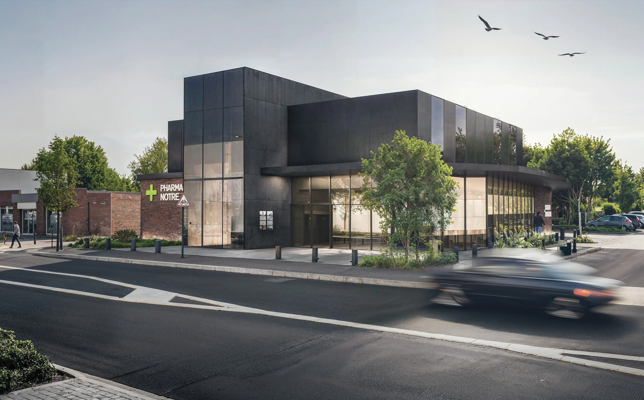 PHARMACIE À HAZEBROUCK
plans / rendus / pc — client : atelier p.l.d. — 2025