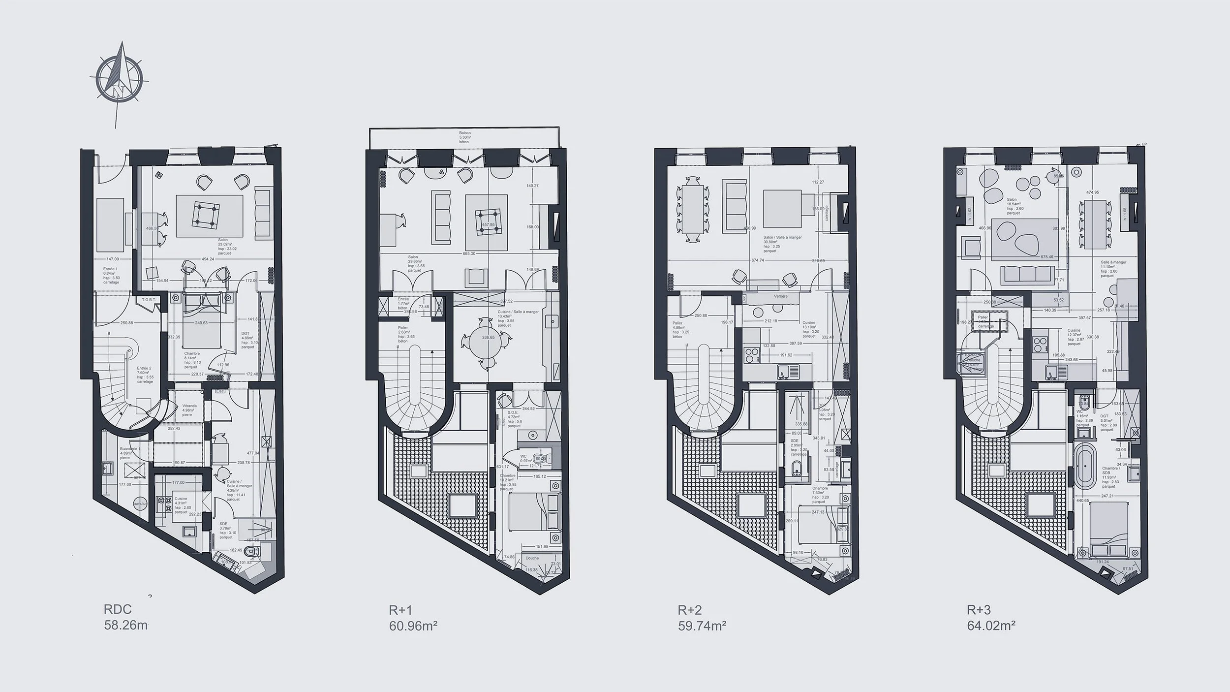 Plans d'une échoppe à Bordeaux
