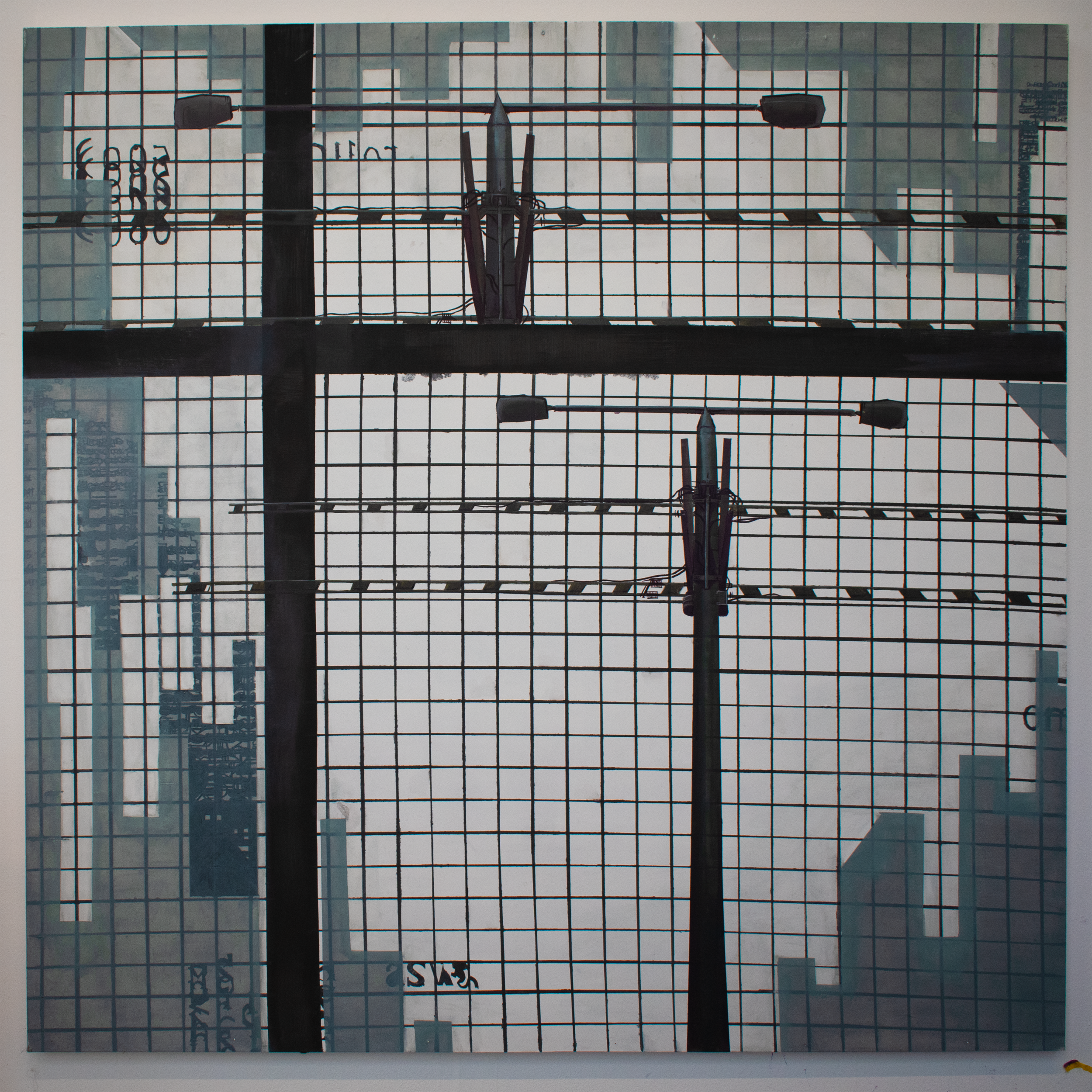 1990's -  - oil and gouache on board (120cm x 120cm)