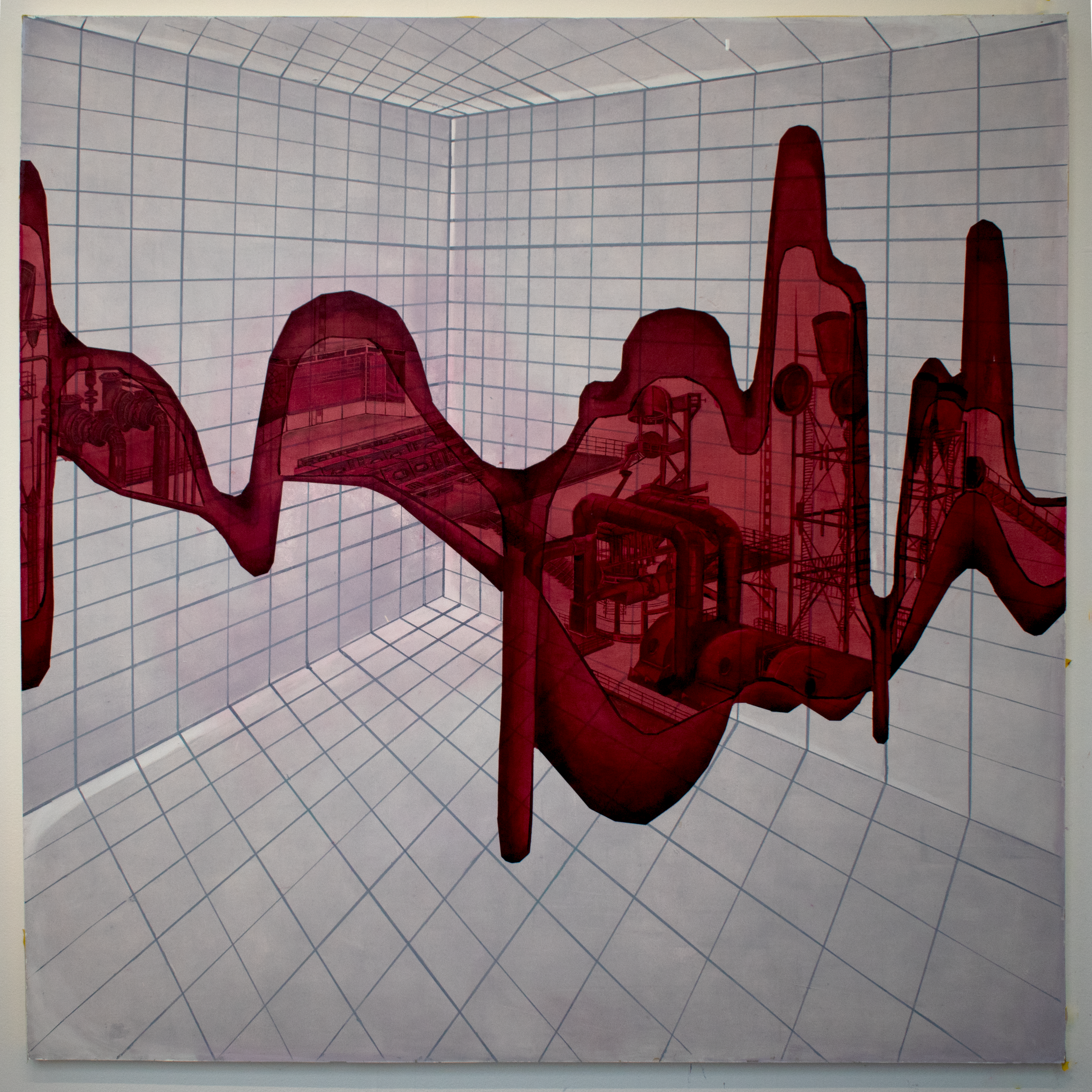 1960's - oil and gouache on board (120cm x 120cm)