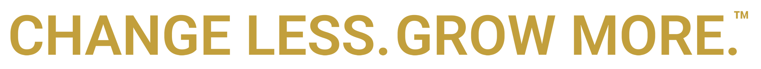 Text logo with the words 'CHANGE LESS. GROW MORE.' in bold gold letters on a black background.