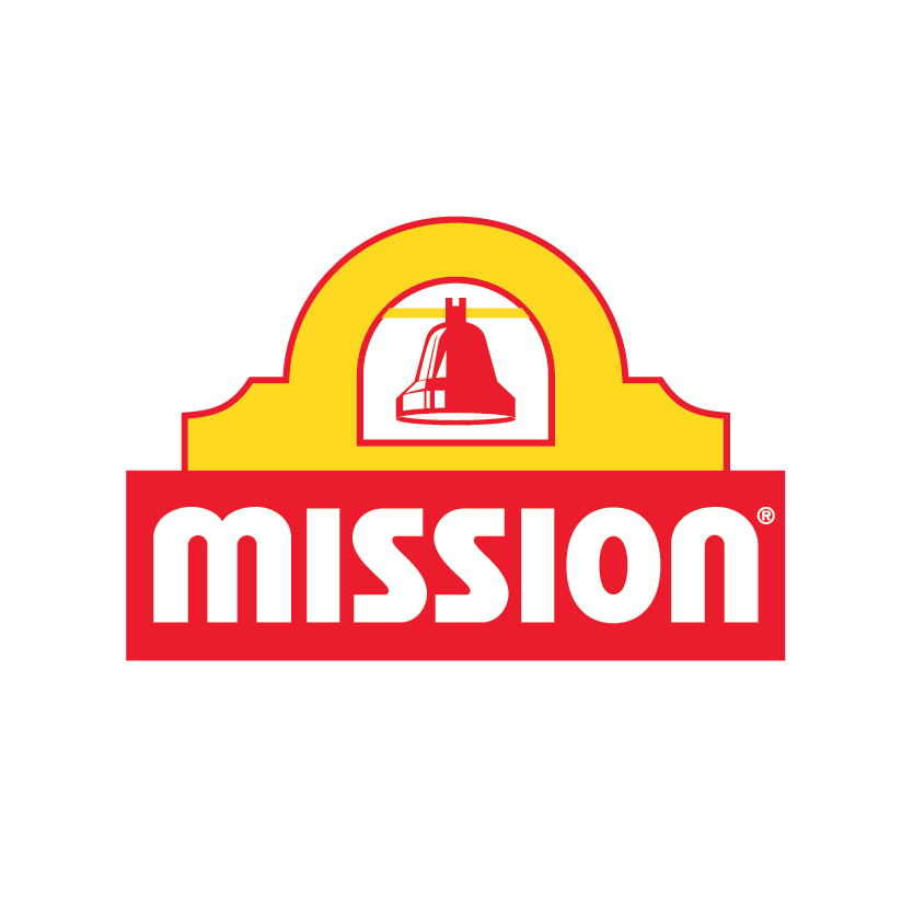 Mission brand logo with a yellow arch and a red bell illustration above the word 'MISSION' in white text on a red background.