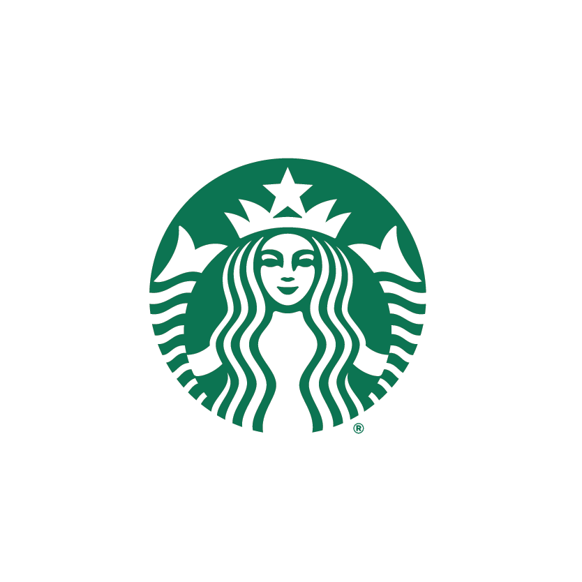 Starbucks logo featuring a siren with long hair and a crown.