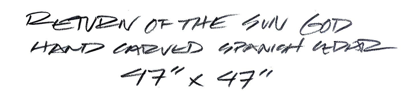 Handwritten title card for Return of the Sun God by Portland artist Jesse Conte