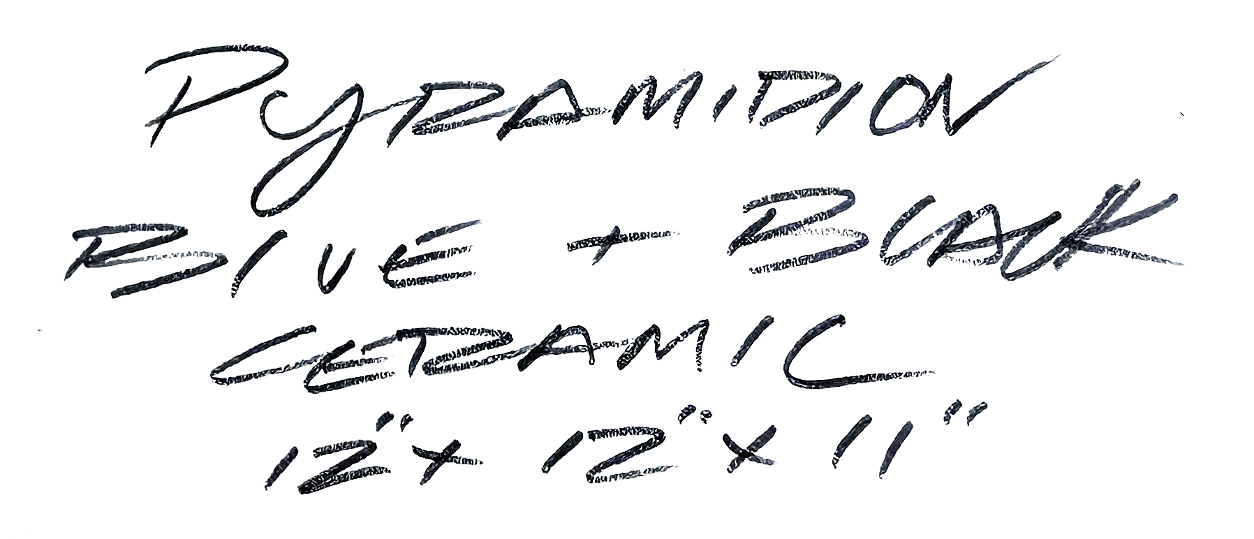 Handwritten title card for Pyramidion Blue and Black by Portland artist Jesse Conte