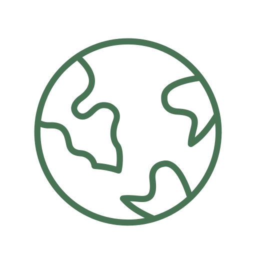 Minimalist outline illustration of Earth with continents.