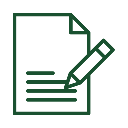 Outline of a document with lines of text and a pencil
