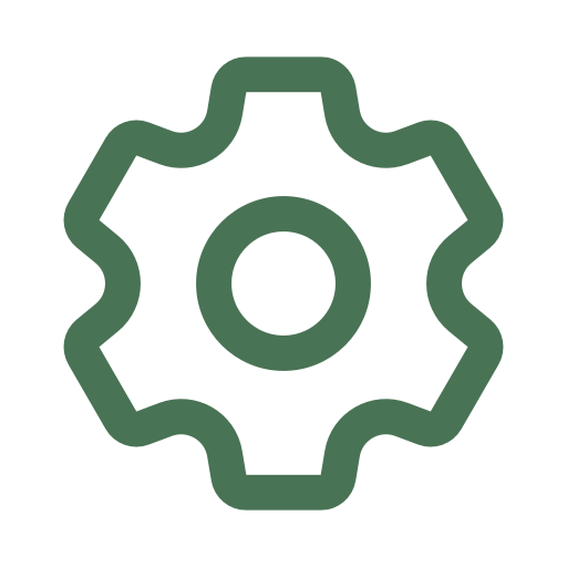 Icon of a gear or cogwheel representing settings or machinery