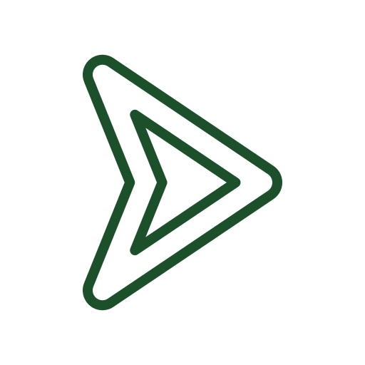 Green outlined play icon on black background
