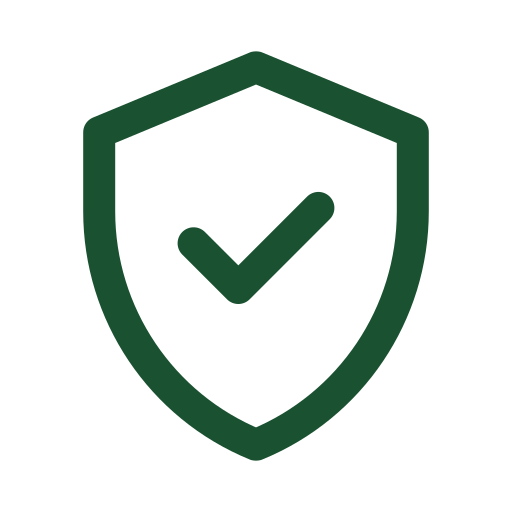 A shield icon with a check mark inside, representing security or protection.