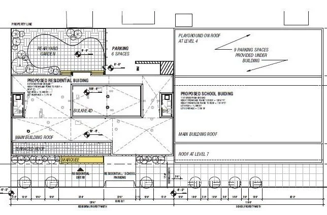 Architectural drawings illustrate new charter school and residential property along Beach 67th Street – Think Architecture
