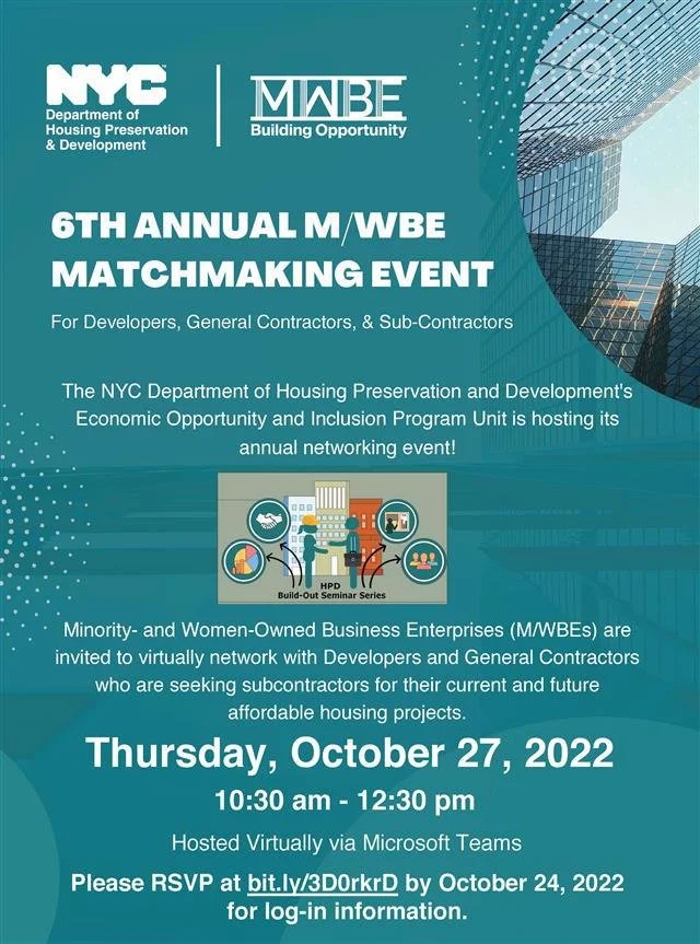 6th Annual M/WBE Matchmaking Event for Developers, General Contractors and Sub-Contractors