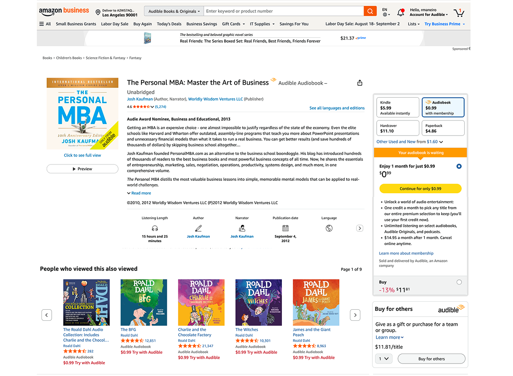 Scaling Audible Content and Membership Purchases for businesses