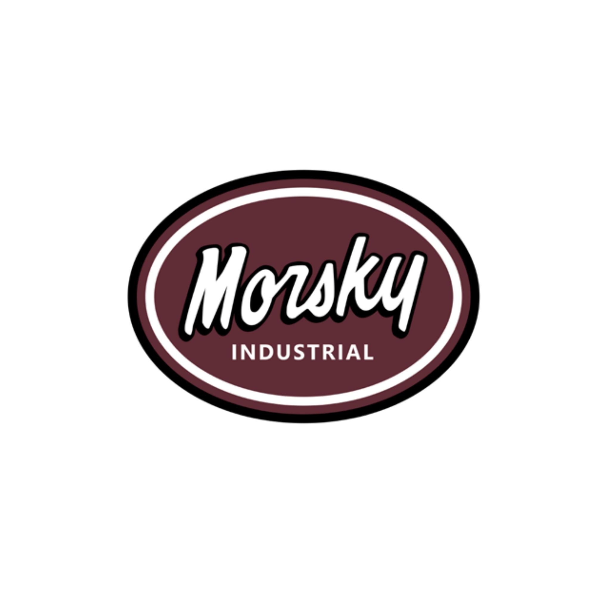 Logo with the words "Morsky" in large script and "INDUSTRIAL" in smaller uppercase beneath, inside an oval shape with a maroon background and white border.