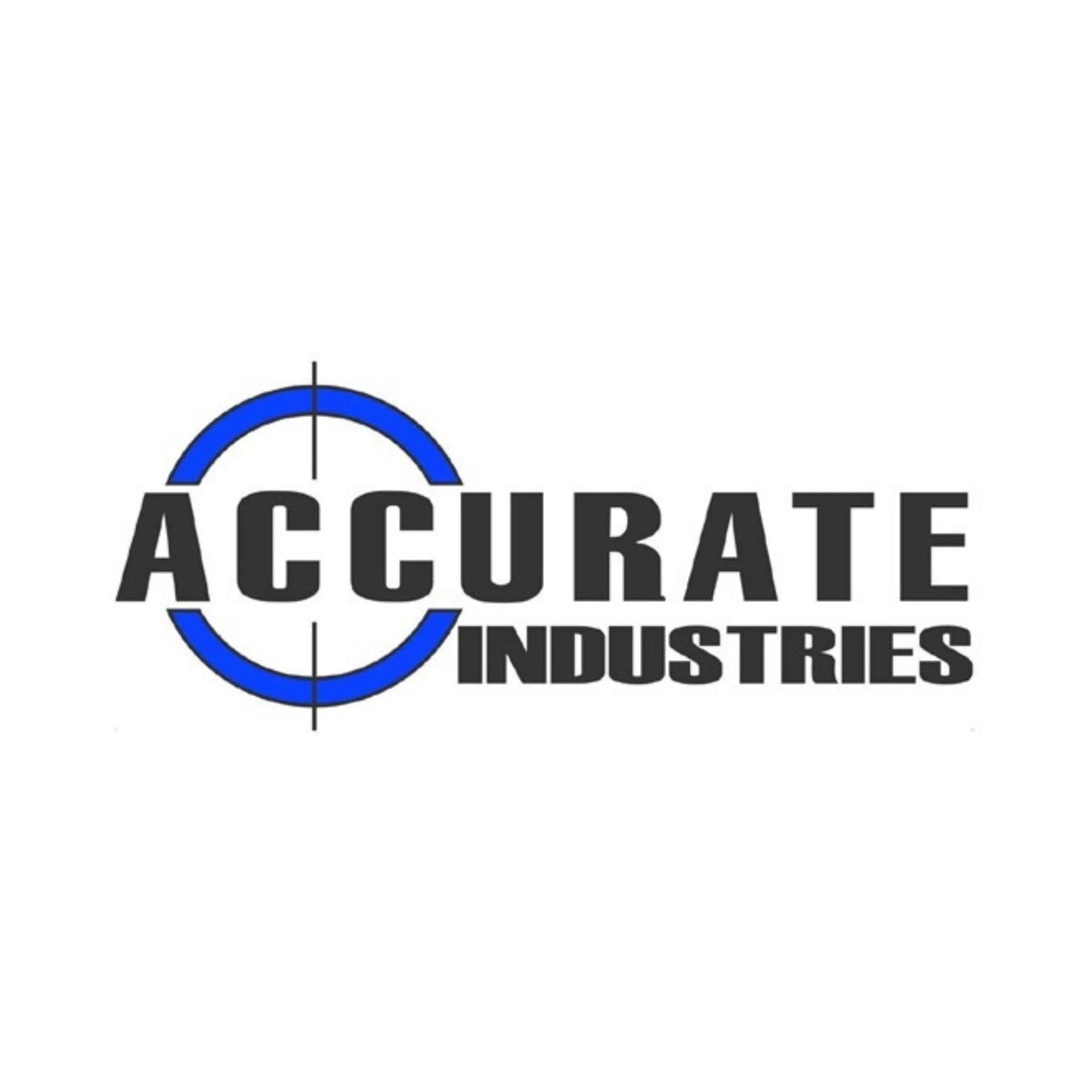 Logo for Accurate Industries featuring a blue target symbol with the company name in bold black letters.