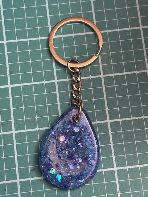 Blue Glitter Teardrop Keychain