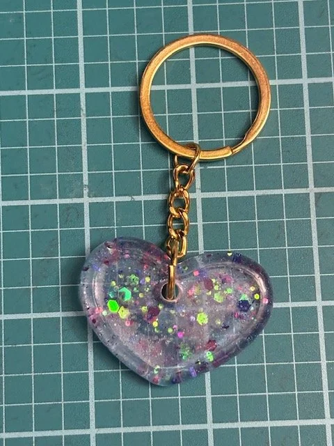 Sparkling Heart Resin Keychain