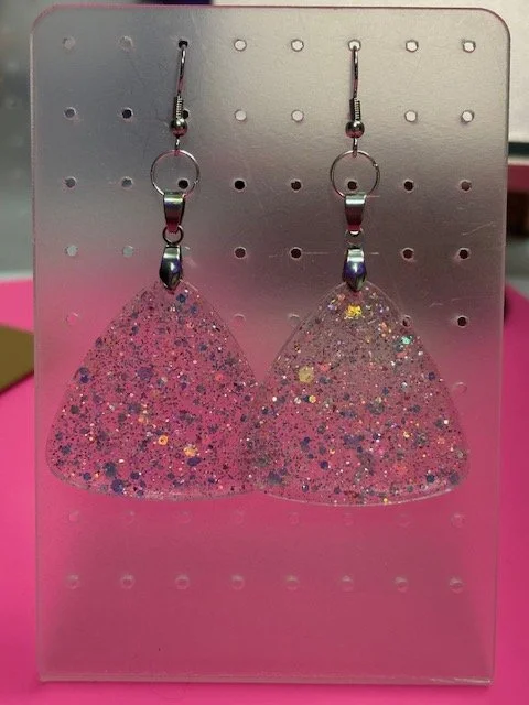 Large Glitter Triangle Earrings