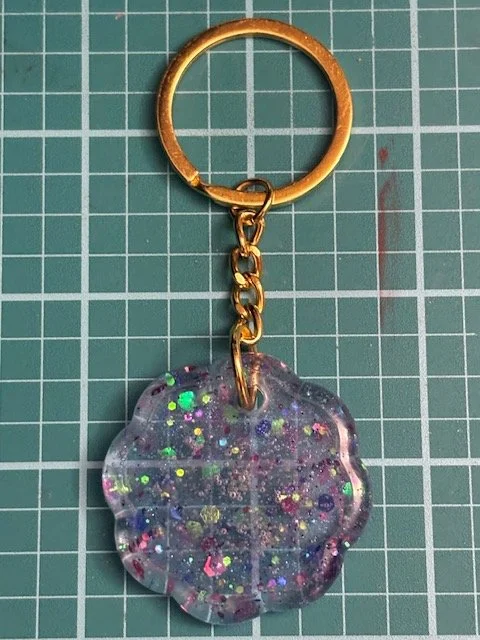 Glitter Flower Resin Keychain