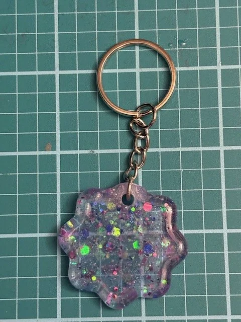 Glitter Burst Resin Keychain