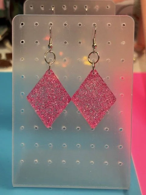 Pink Glitter Diamond Earrings