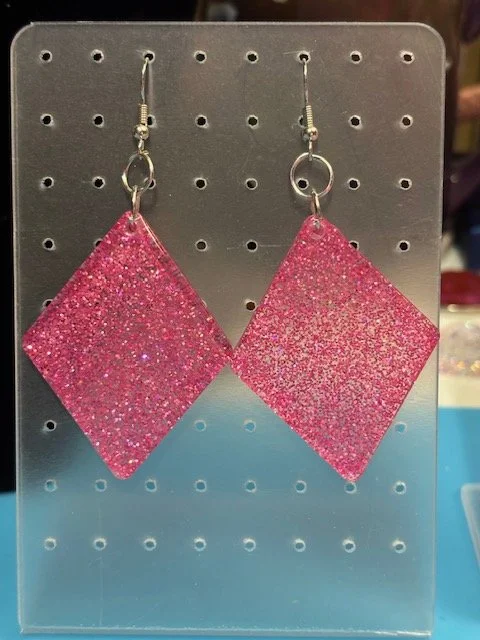 Pink Diamond Glitter Earrings