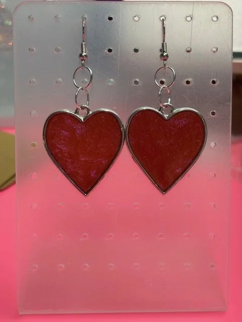 Red Heart Drop Earrings