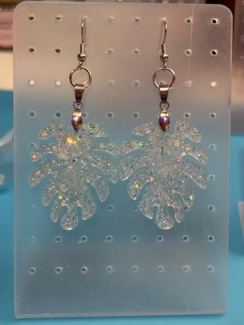 Sparkling Monstera Leaf Earrings