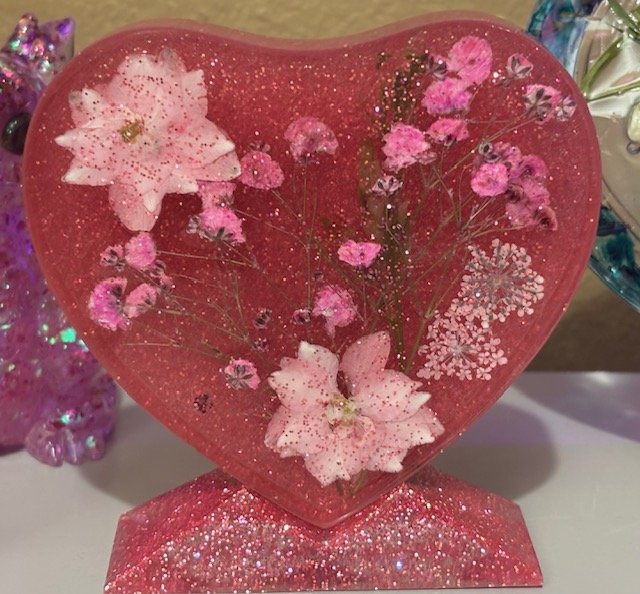 Glitter Heart Floral Keepsake